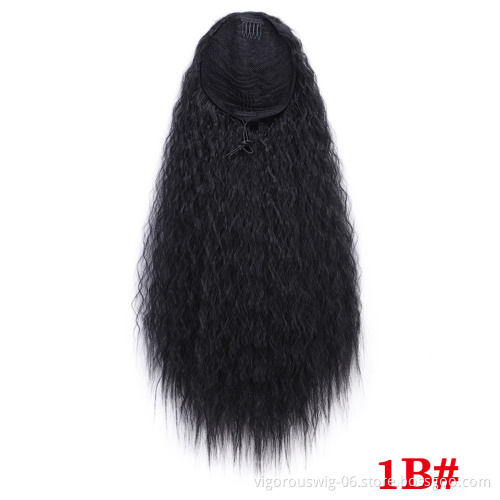 Vigorous 22 inch Drawstring Ponytail Extension Curly Wave Long Ponytail Hair Extension Synthetic Wavy Hair Pieces for Women